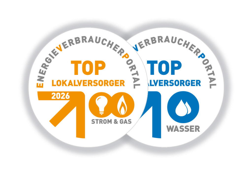 Siegel Top Lokalversorger Strom, Gas und Wasser.