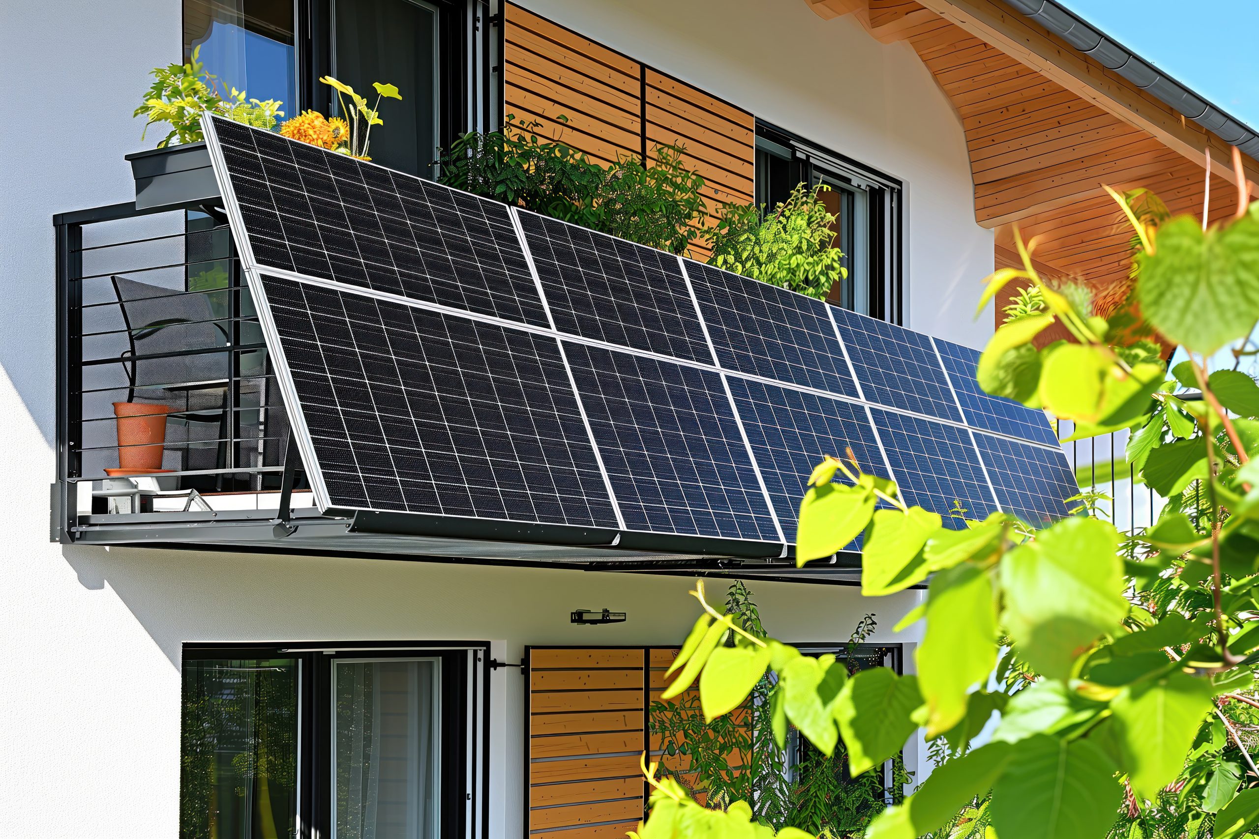 Balkonkraftwerk an dem Balkon eines Hauses