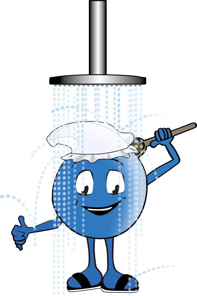 Der Wassertropen "Droppy" duscht